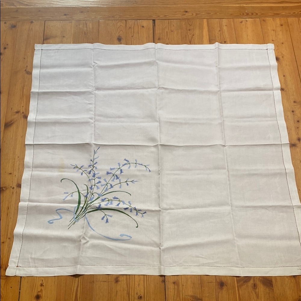 Vintage Linen Embroidered Table Cloth